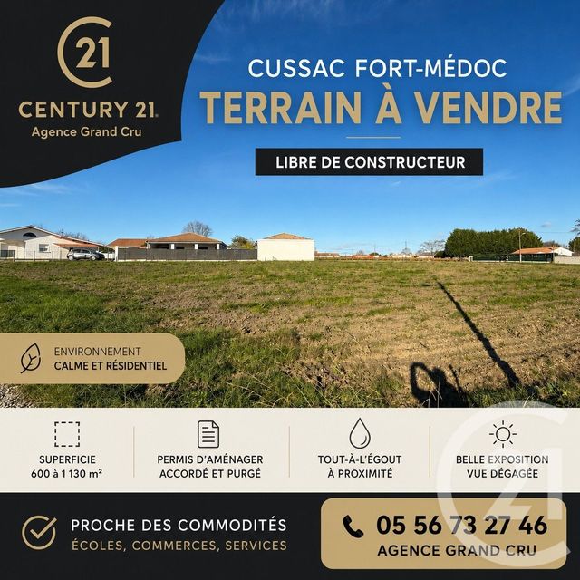 Terrain à vendre CUSSAC FORT MEDOC
